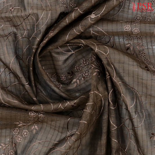 Dark Taupe Semi Dupion Saree