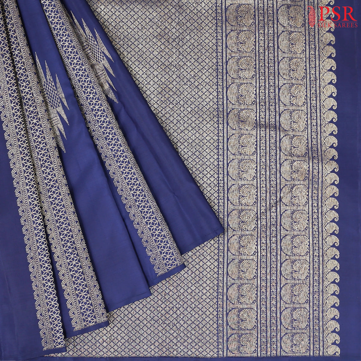 Berry Blue Kanchipuram Silk Saree