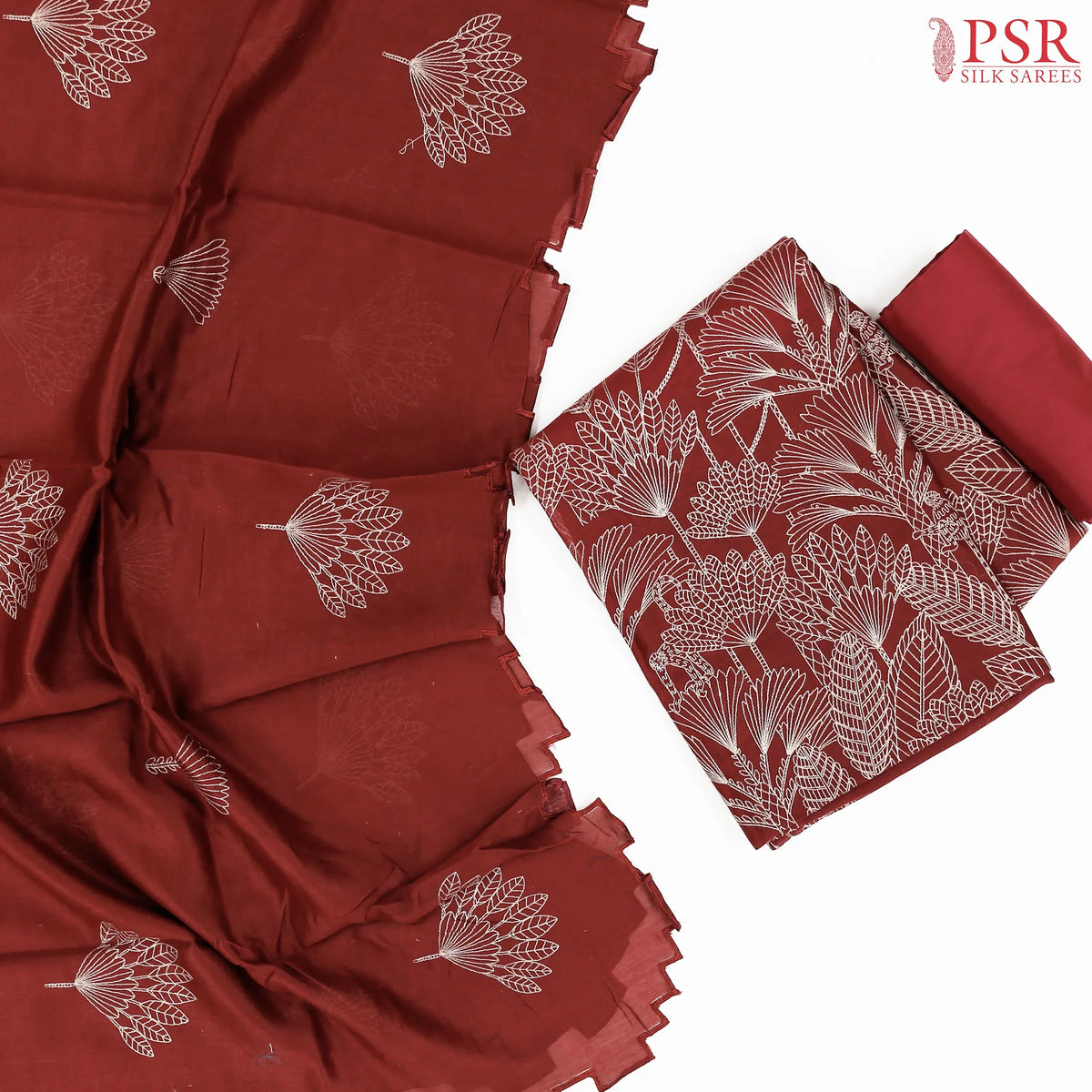 Maroon Silk Cotton Dress Material