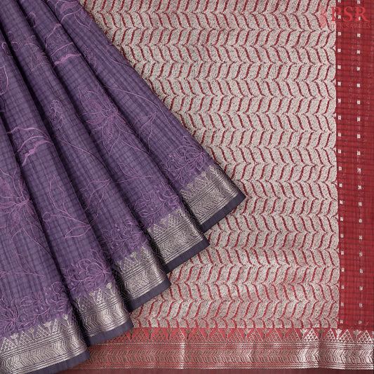 Affair Purple Semi Tussar Embroidery Saree