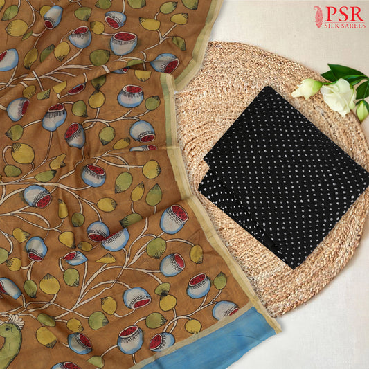 Black Bandhini Dress Material