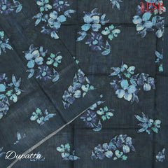Dark Teal Tussar Silk Dress Material