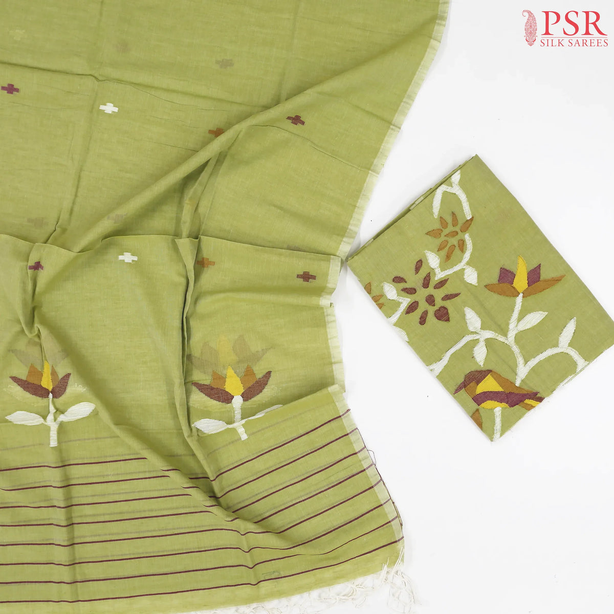 Pomelo Green Byloom Cotton Dress Material