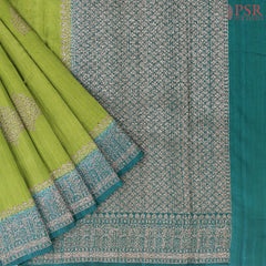 Olive Drab Green Banaras Jute Silk Saree
