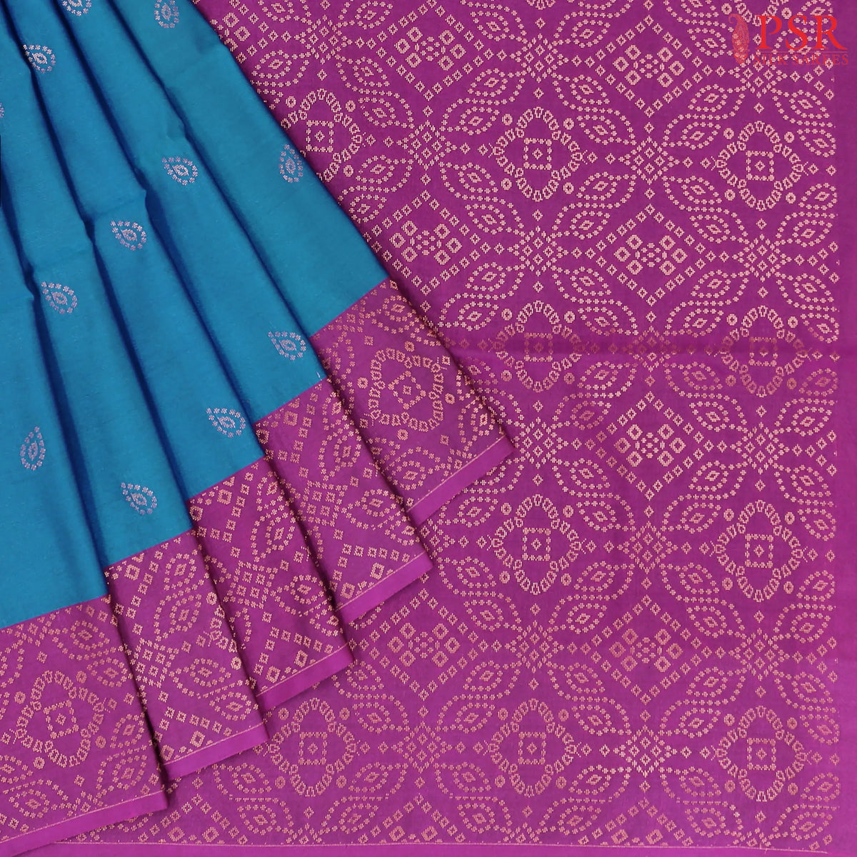 Peacock Blue Soft Art Silk Saree