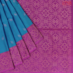 Peacock Blue Soft Art Silk Saree