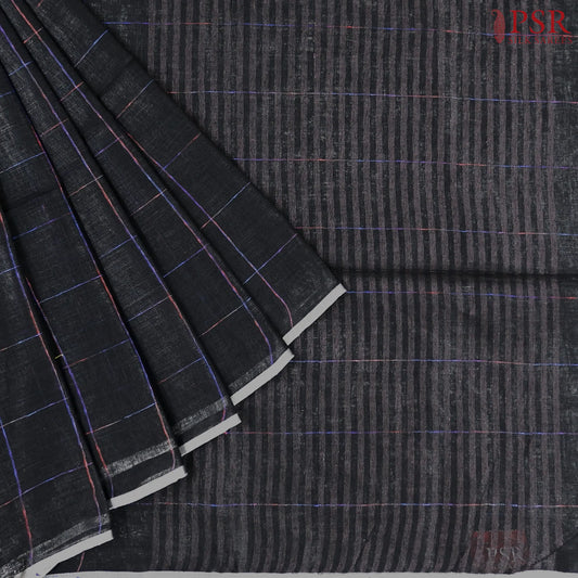 Black Linen Saree