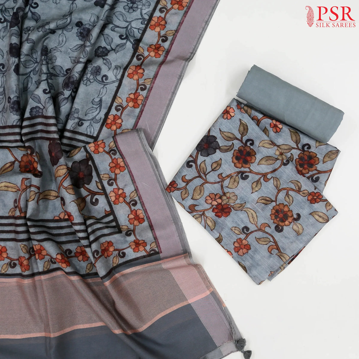 Steel Grey Cotton Dress Material