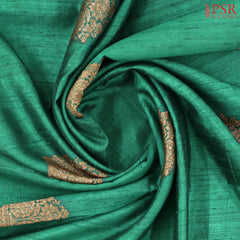 Dark Green Banaras Jute Silk Saree