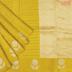 Olive Yellow Chiniya Silk Saree