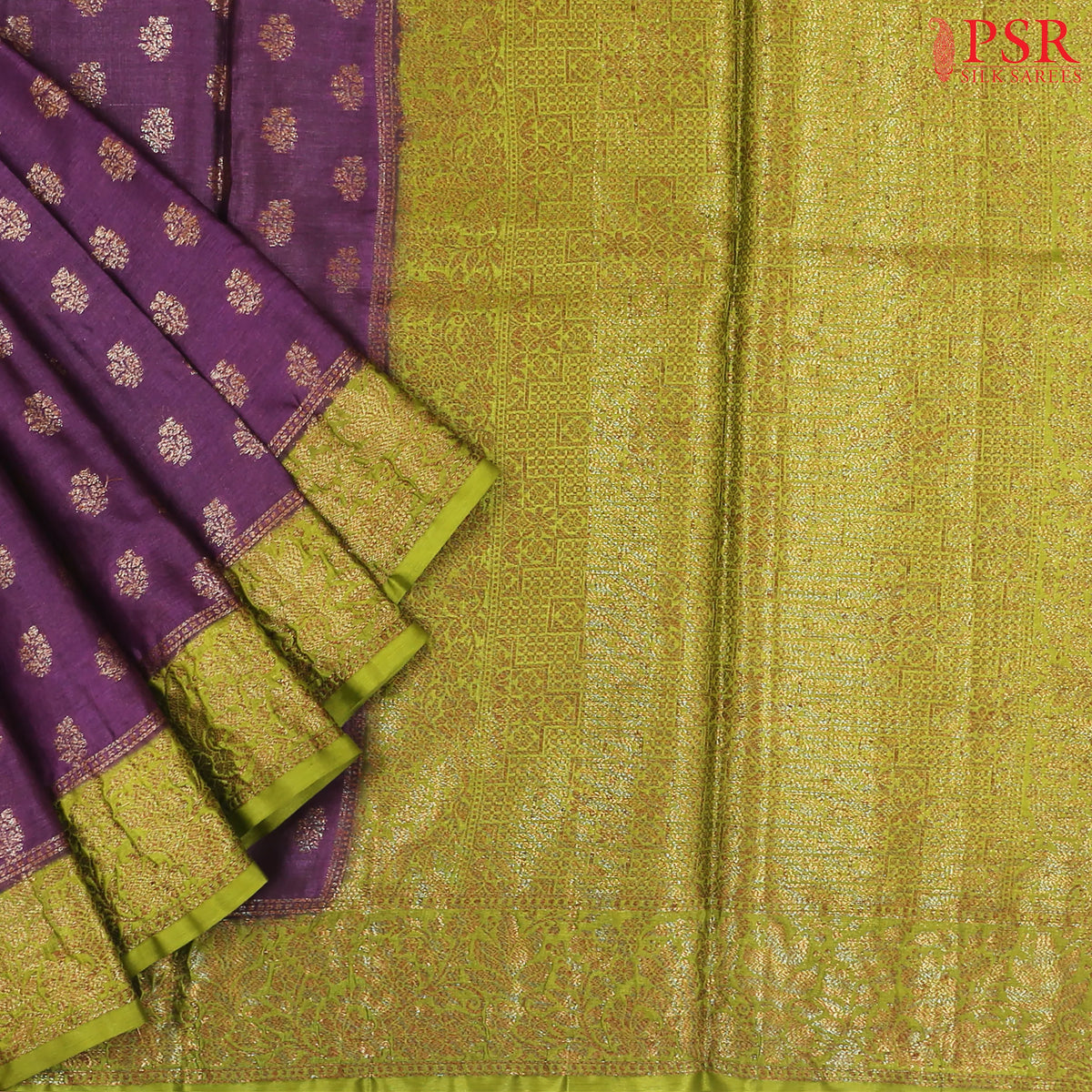 Dark Purple Banaras Tussar Silk Saree