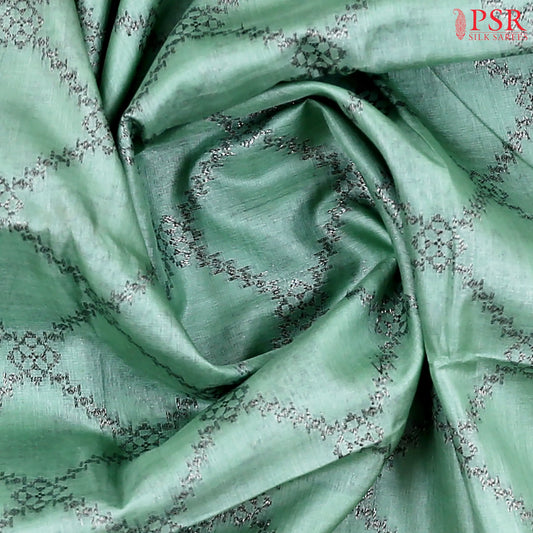 Dusty Teal Banaras Tussar Silk Saree