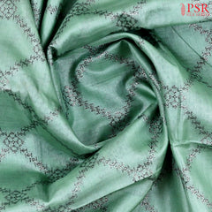 Dusty Teal Banaras Tussar Silk Saree