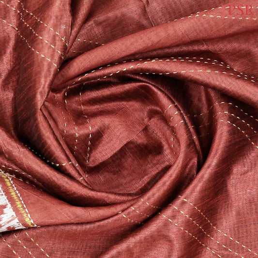 Chinese Maroon Semi Tussar Saree