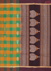 Green & Mustard Yellow Kovai Cotton Saree