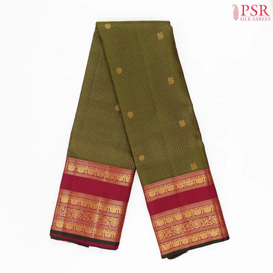 Dark Pear Green Kanchipuram Silk Saree