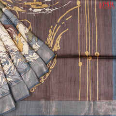 Olive Fog Kadhi Tussar Silk Saree