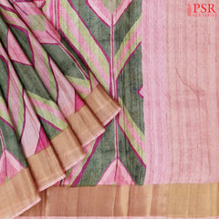 Pink & Green Semi Tussar Saree