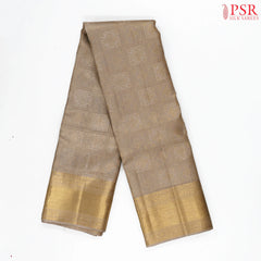 Greige Kanchipuram Jacquard Silk Saree