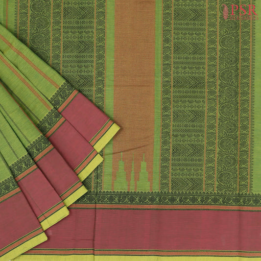 Asparagus Green Kalakshetra Kovai Cotton Saree