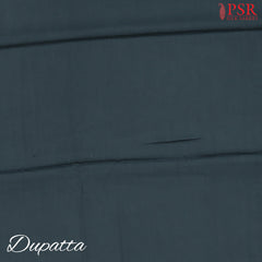 Dark Teal Tussar Silk Dress Material