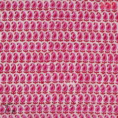 Off White & Dark Pink Batik Cotton Dress Material