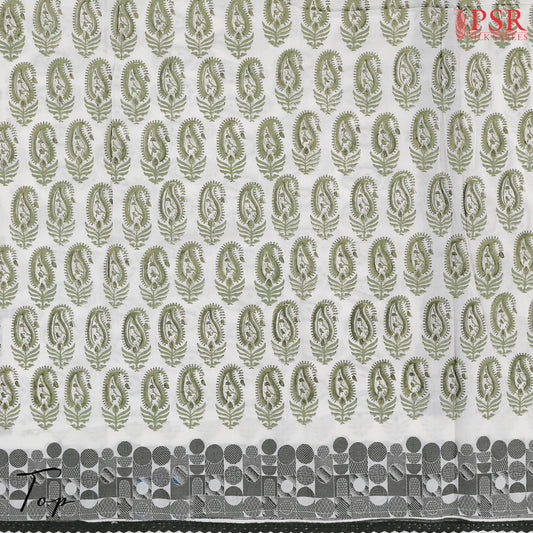 Floral White Cotton Dress Material
