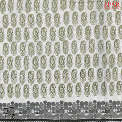 Floral White Cotton Dress Material