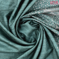 Turquoise Teal Semi Tussar Saree
