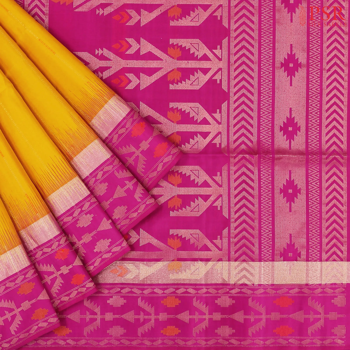 Amber Yellow Soft Silk Saree