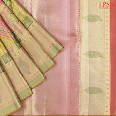 Tricolor Kanchipuram Jacquard Tissue Silk Saree