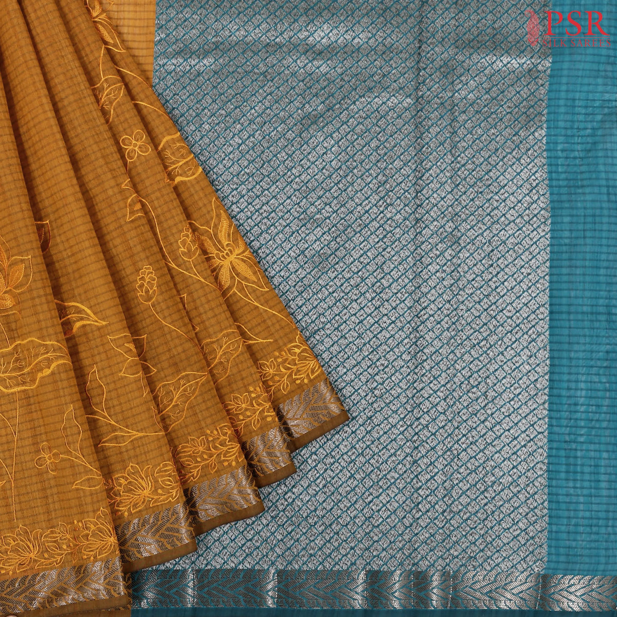Mustard Brown Semi Dupion Saree