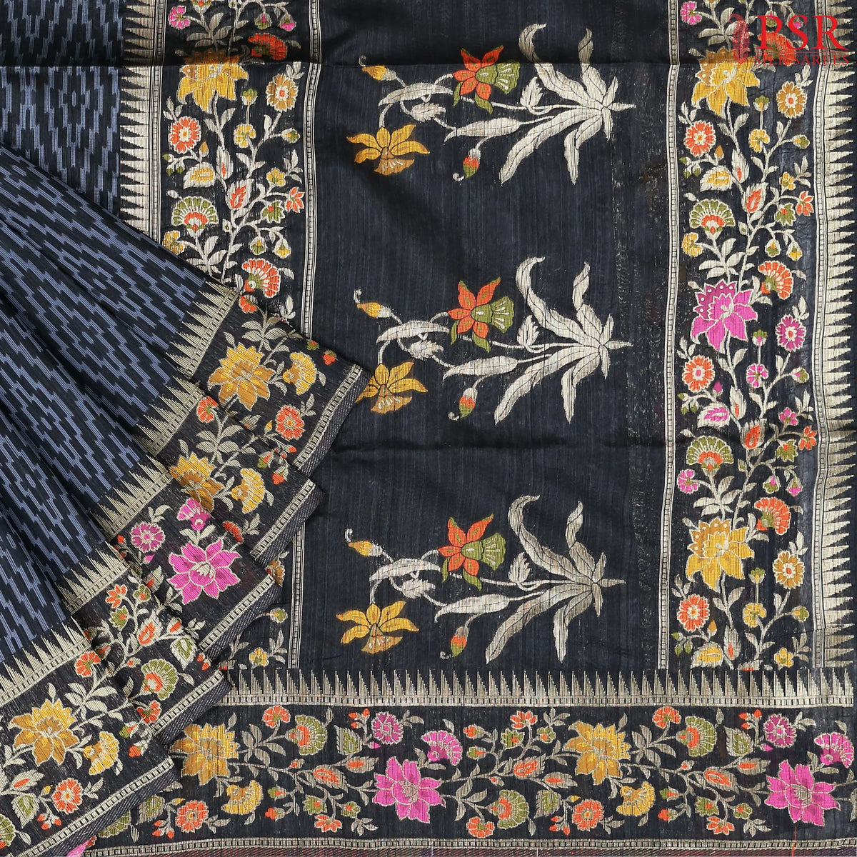 Black Semi Banaras Saree