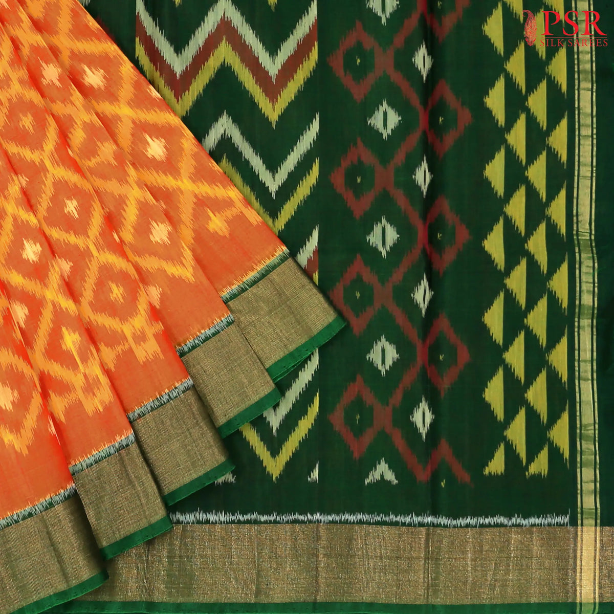 Fiery Orange Patola Silk Cotton Saree