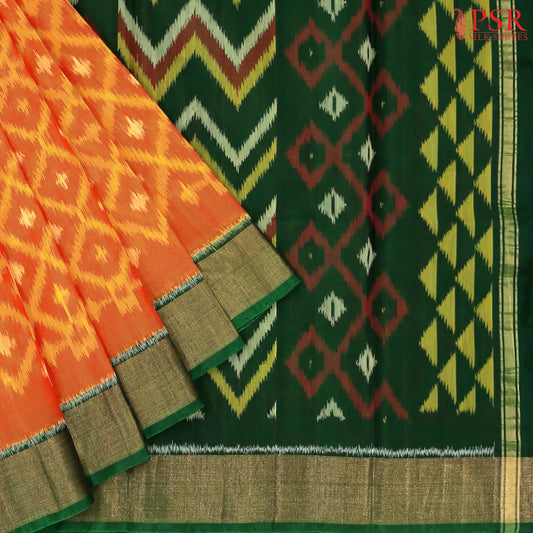 Fiery Orange Patola Silk Cotton Saree