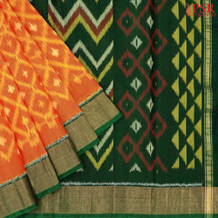 Fiery Orange Patola Silk Cotton Saree
