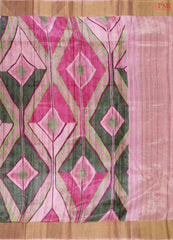 Pink & Green Semi Tussar Saree