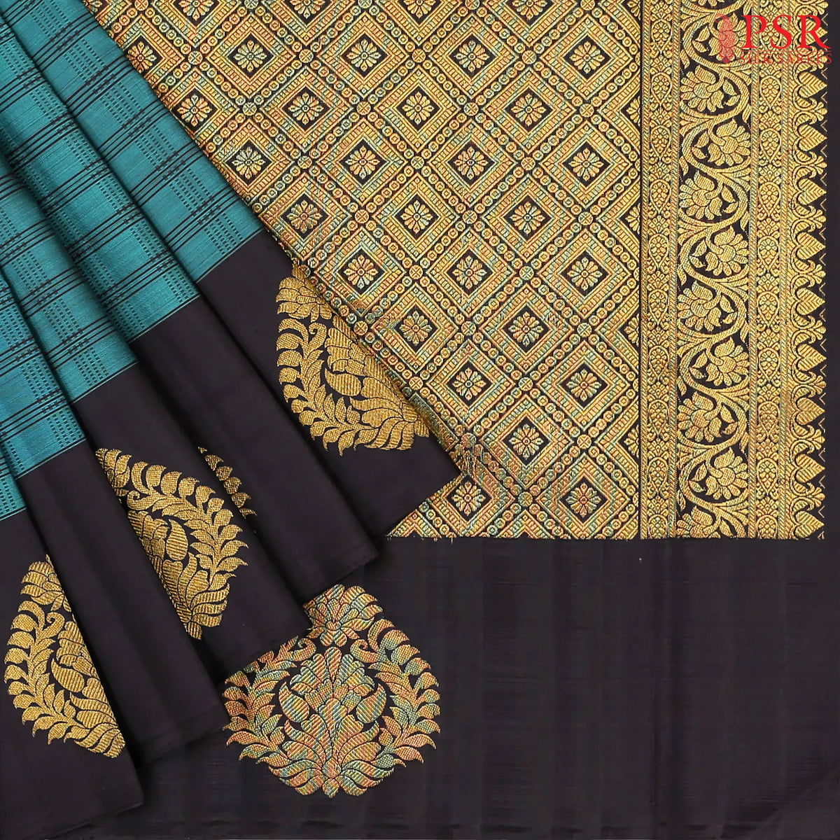 Teal Kanchipuram Silk Saree
