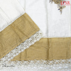 Cream White Linen Cotton Dress Material