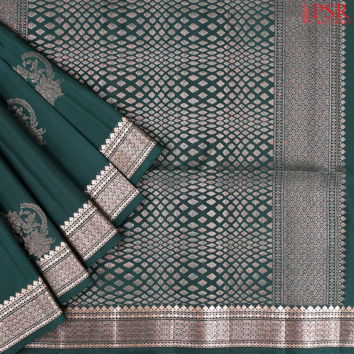 Bottle Green Soft Silk Saree