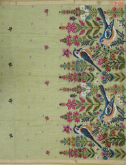 Light Moss Green Ghicha Cotton Saree