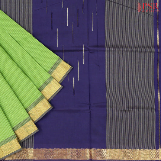 Parrot Green Cotton Silk Saree