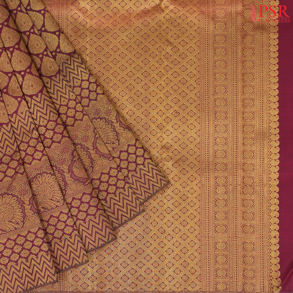Dark Burgundy Bridal Kanchipuram Silk Saree