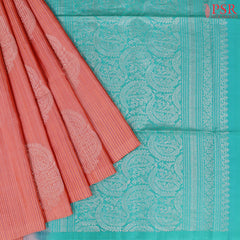 Coral Peach Soft Silk Saree