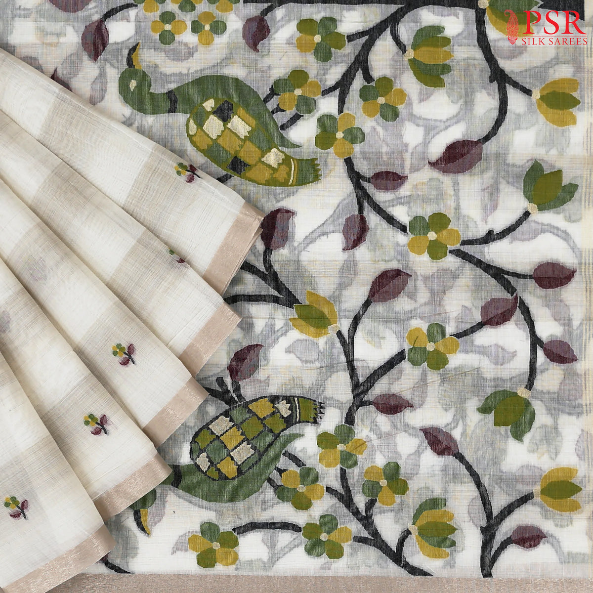 Light Beige Ghicha Cotton Saree