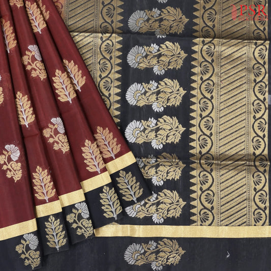 Mahogany Brown Silk Cotton Saree