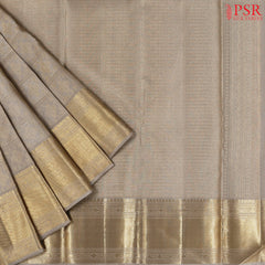 Greige Kanchipuram Jacquard Silk Saree