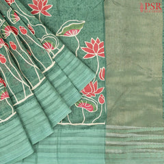 Viridian Green Chanderi Silk Cotton Saree