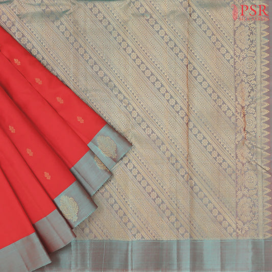 Candy Red Arani Silk Saree