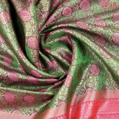 Greyish Green Kanchipuram Jacquard Silk Saree
